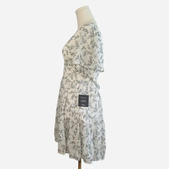 NWT Lulus x Lush So True White Floral Print Tiered Short Sleeve Mini Dress - M - Picture 6 of 10